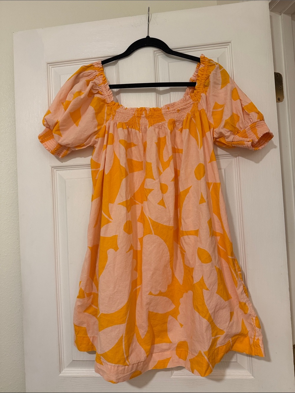 Free People Pink & Orange Floral Puff-Sleeve Dress